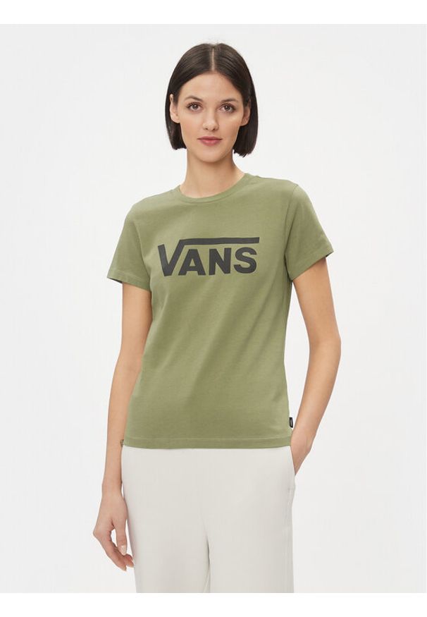 Vans T-Shirt Wm Flying V Crew Tee VN0A3UP4 Zielony Regular Fit. Kolor: zielony. Materiał: bawełna