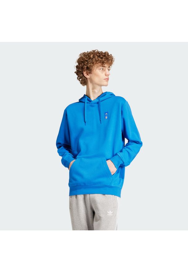 Adidas - Bluza z kapturem Italy DNA. Typ kołnierza: kaptur. Kolor: niebieski. Materiał: materiał