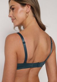 Born2be - Ciemnozielony Biustonosz z Koronką i Transparentną Wstawką Heliphine. Kolor: zielony. Materiał: koronka. Wzór: koronka #7