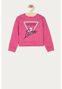 Guess - Bluza bawełniana dziecięca 92-122 cm. Okazja: na co dzień. Kolor: różowy. Materiał: bawełna. Wzór: nadruk. Styl: casual #1