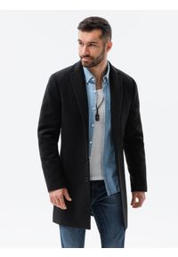 Ombre Clothing - Klasyczny płaszcz męski - czarny V1 C536 - XL. Kolor: czarny. Materiał: poliester. Styl: klasyczny #4