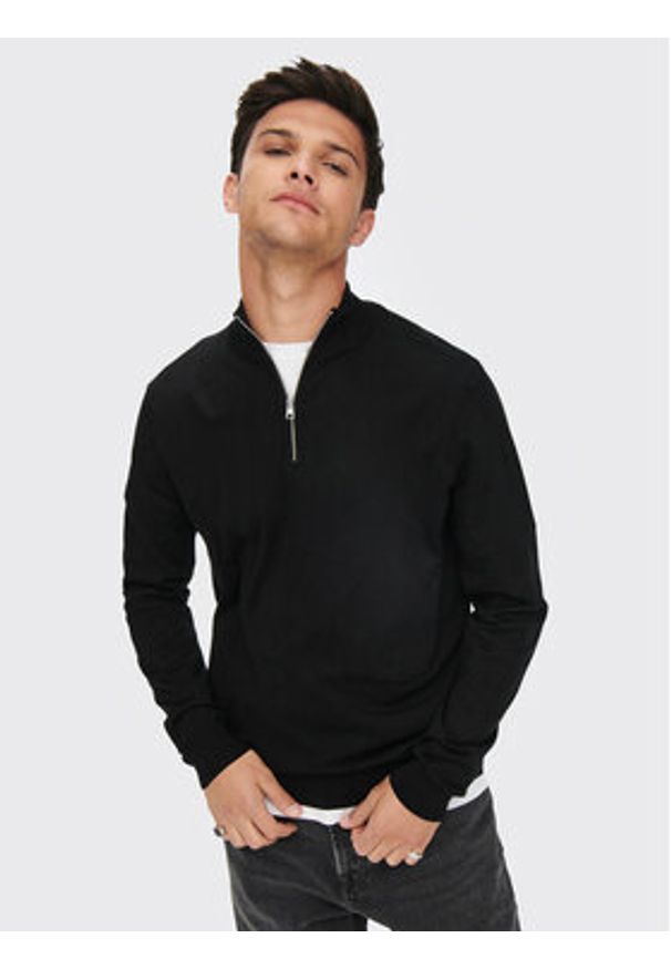 Only & Sons Sweter Wyler 22021264 Czarny Regular Fit. Kolor: czarny. Materiał: wiskoza