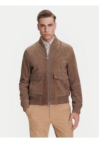 Michael Kors Kurtka skórzana CT5801E4R4 Brązowy Regular Fit. Kolor: brązowy. Materiał: skóra