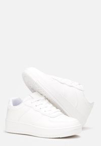 Renee - Białe Sneakersy Sznurowane na Grubej Podeszwie Taleith. Wysokość cholewki: przed kostkę. Kolor: biały. Materiał: materiał. Szerokość cholewki: normalna #5