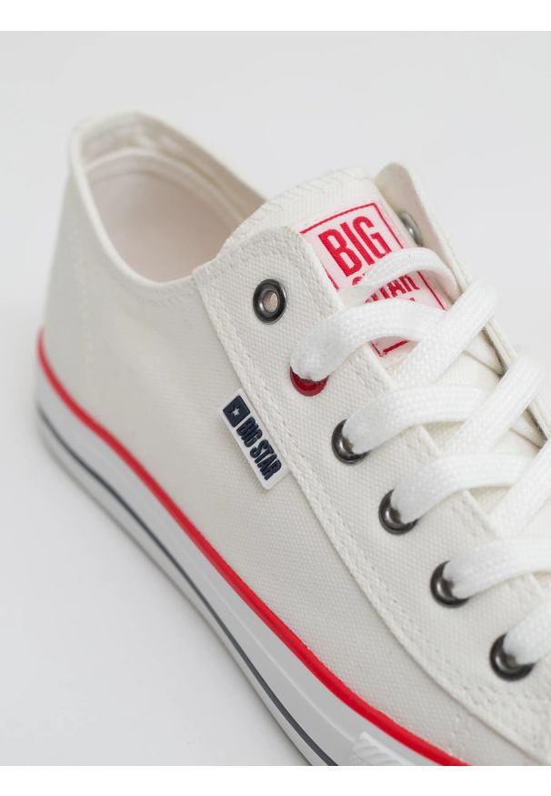 Big-Star - Trampki damskie niskie białe JJ274A500 101. Kolor: biały. Materiał: żakard. Szerokość cholewki: normalna. Sezon: wiosna, lato. Obcas: na szpilce. Styl: klasyczny