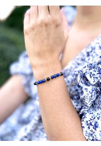 Brazi Druse Jewelry - Bransoletka Lapis Lazuli i Onyks. Materiał: pozłacane, srebrne. Wzór: aplikacja, gładki. Kamień szlachetny: lapis lazuli, onyks