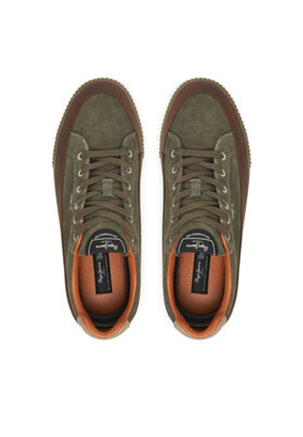 Pepe Jeans Sneakersy Ben Evolution M PMS300001 Khaki. Kolor: brązowy. Materiał: skóra, zamsz