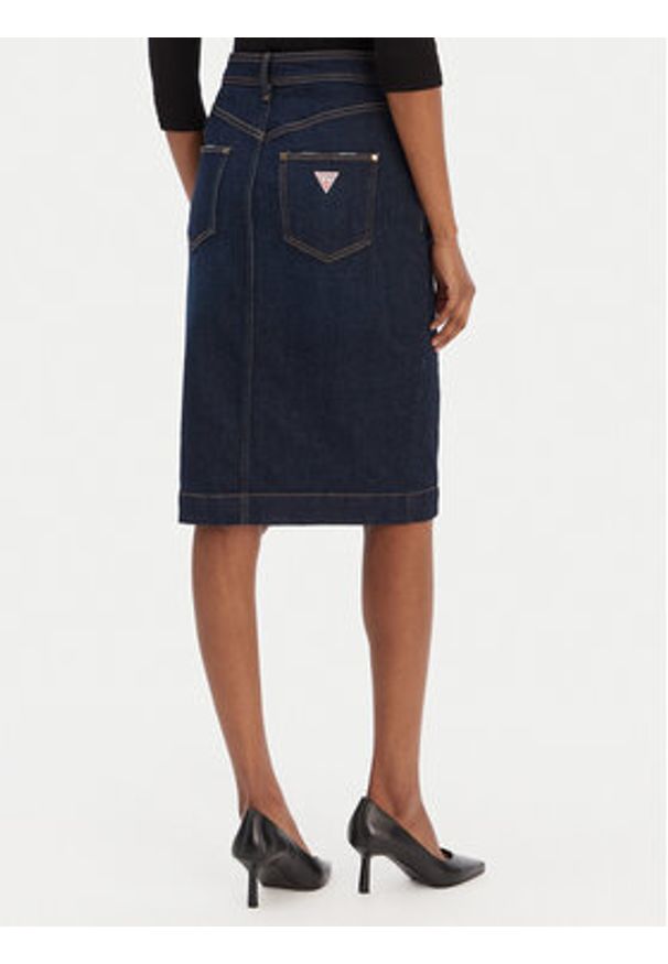 Guess Spódnica jeansowa W6RD0U D6881 Granatowy Regular Fit. Kolor: niebieski. Materiał: bawełna, jeans