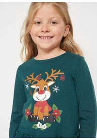 bonprix - Sukienka z dżerseju + sukienka dla lalki (2 części), z czystej bawełny organicznej. Kolor: zielony. Materiał: jersey, bawełna. Wzór: aplikacja. Sezon: lato #2