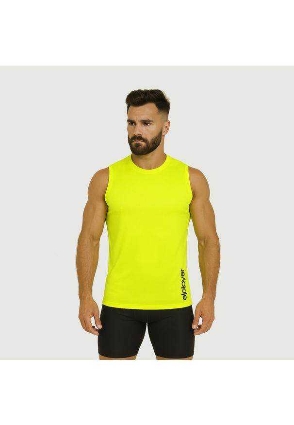 ELPLAYER - Koszulka fitness męska JEAS żółty fluo. Kolor: żółty. Styl: sportowy