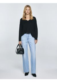Big-Star - Sweter damski z wiskozy czarny Faustii 906. Okazja: na co dzień. Kolor: czarny. Materiał: wiskoza. Styl: elegancki, casual
