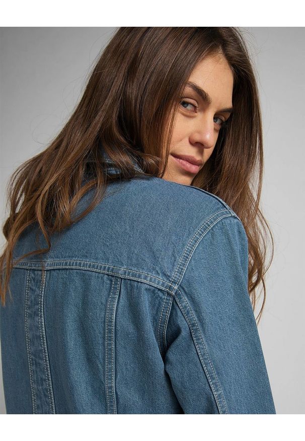 Lee - DAMSKA KURTKA JEANSOWA LEE RELAXED RIDER JACKET GREY BALA L54BMMOJ 112112753. Materiał: jeans