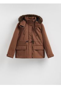 Reserved - Kurtka parka z kapturem - brązowy. Typ kołnierza: kaptur. Kolor: brązowy. Materiał: tkanina #1