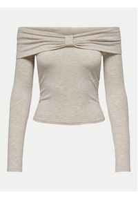 only - ONLY Bluzka Fayola 15339435 Beżowy Slim Fit. Kolor: beżowy. Materiał: wiskoza #7