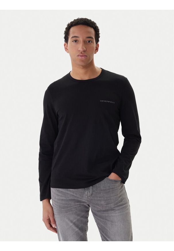 Emporio Armani Underwear Longsleeve EM000382 AF10800 UC001 Czarny Slim Fit. Kolor: czarny. Materiał: bawełna. Długość rękawa: długi rękaw