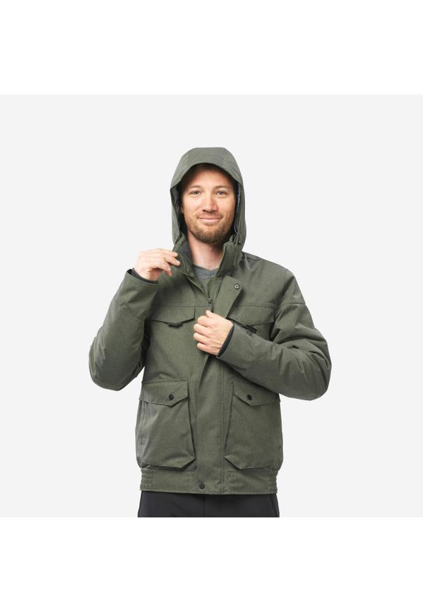 quechua - Kurtka turystyczna męska zimowa Quechua SH500 -10°C wodoodporna. Kolor: wielokolorowy, brązowy, zielony. Sezon: zima. Sport: turystyka piesza, wspinaczka