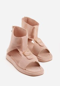 Born2be - Różowe Sandały w Stylu Botków z Ozdobną Klamrą Theaneasi. Okazja: na co dzień. Zapięcie: klamry. Kolor: różowy. Materiał: jeans. Styl: casual, elegancki, klasyczny #5
