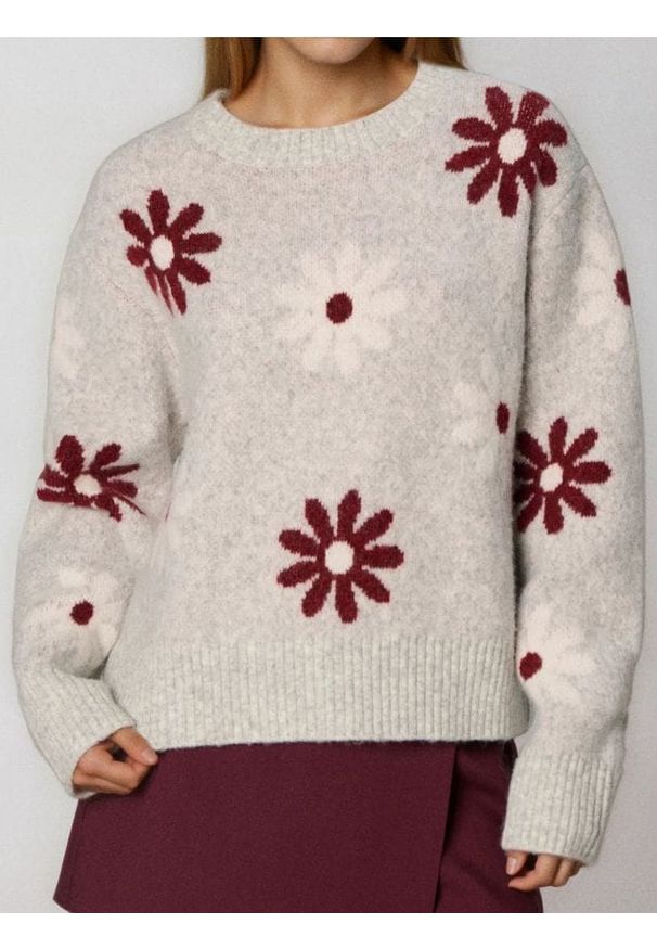 Sinsay - Sweter ze wzorem w kwiaty - wielobarwny. Wzór: kwiaty