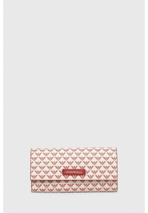 Emporio Armani portfel damski kolor czerwony. Kolor: czerwony. Materiał: materiał