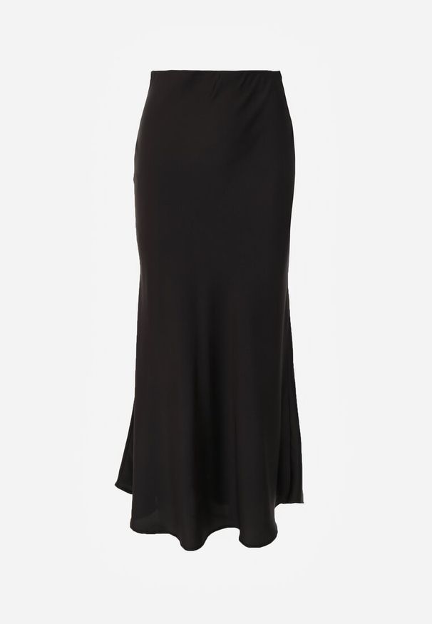 Renee - Czarna Koktajlowa Spódnica z Satyny o Rozkloszowanym Kroju Zinnivira. Kolor: czarny. Materiał: satyna. Styl: wizytowy