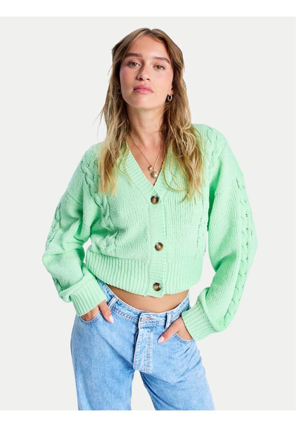 Roxy Kardigan Missing The Sun ERJSW03677 Zielony Regular Fit. Kolor: zielony. Materiał: syntetyk
