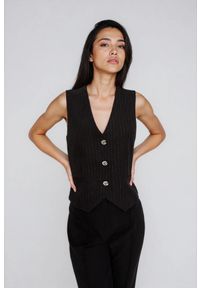 MOODO - Kamizelka z ozdobnymi guzikami czarna. Kolor: czarny. Materiał: poliester, elastan, wiskoza #1