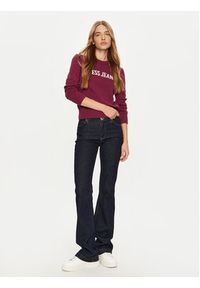 Guess Jeans Sweter W4BR10 Z3HM1 Bordowy Regular Fit. Kolor: czerwony. Materiał: bawełna #3