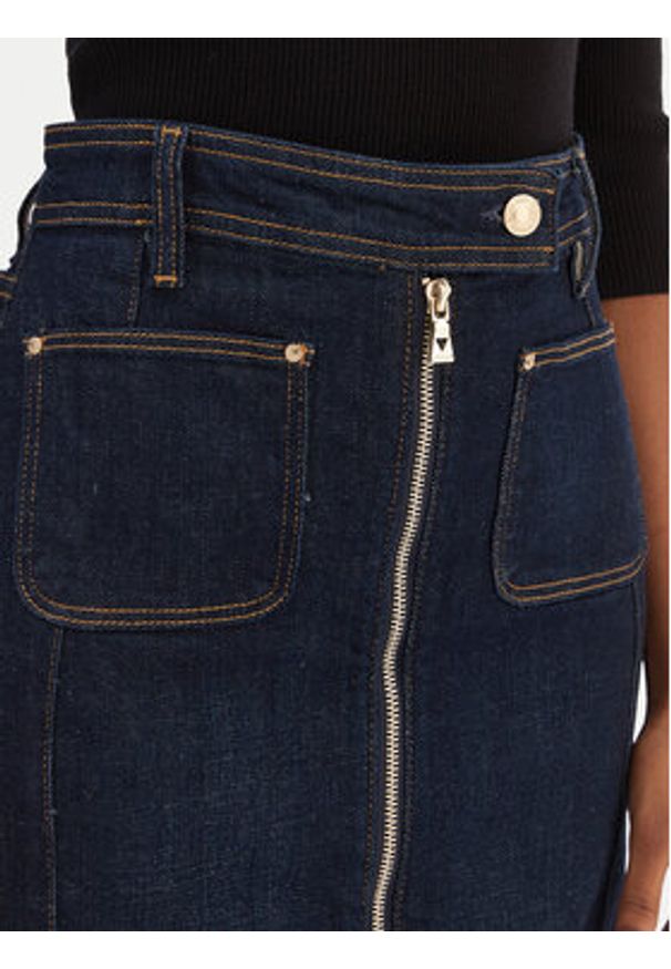 Guess Spódnica jeansowa W6RD0U D6881 Granatowy Regular Fit. Kolor: niebieski. Materiał: jeans, bawełna
