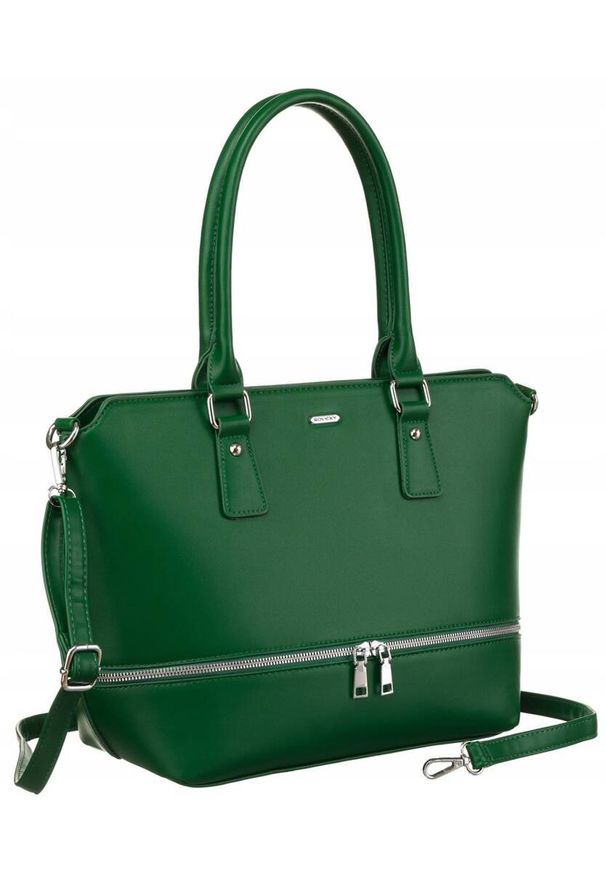 ROVICKY - Shopperka damska Rovicky R-072-04 zielona. Kolor: zielony. Materiał: skórzane