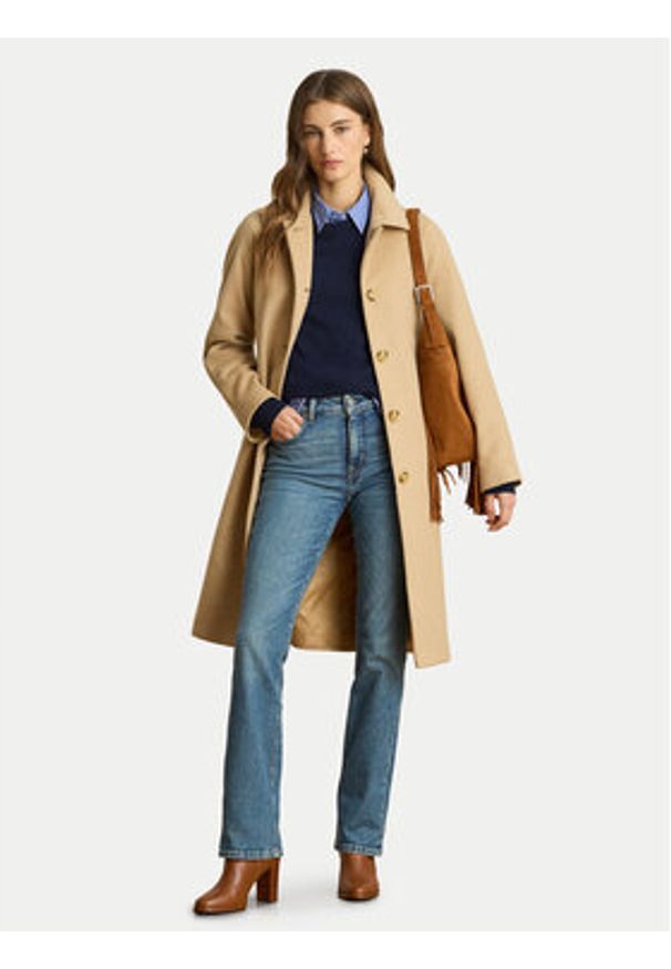 Lauren Ralph Lauren - LAUREN RALPH LAUREN Płaszcz wełniany 297P04140002 Beżowy Regular Fit. Kolor: beżowy. Materiał: syntetyk