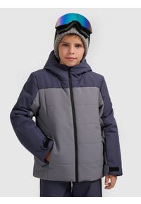 4f - 4F Kurtka narciarska membrana 5000 chłopięca - szara 140 (9-10 lat). Kolor: szary. Materiał: poliester, materiał. Wzór: gładki. Sezon: lato. Styl: sportowy #1