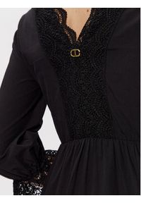 TwinSet - TWINSET Sukienka letnia 231TT2151 Czarny Regular Fit. Kolor: czarny. Materiał: bawełna. Sezon: lato