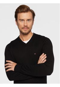 TOMMY HILFIGER - Tommy Hilfiger Sweter Pima MW0MW28047 Czarny Regular Fit. Kolor: czarny. Materiał: bawełna #4