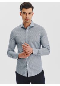 Pako Lorente - PAKO LORENTE - Koszula męska we wzór geometryczny. Materiał: elastan, bawełna. Długość rękawa: długi rękaw. Długość: długie. Wzór: geometria #8