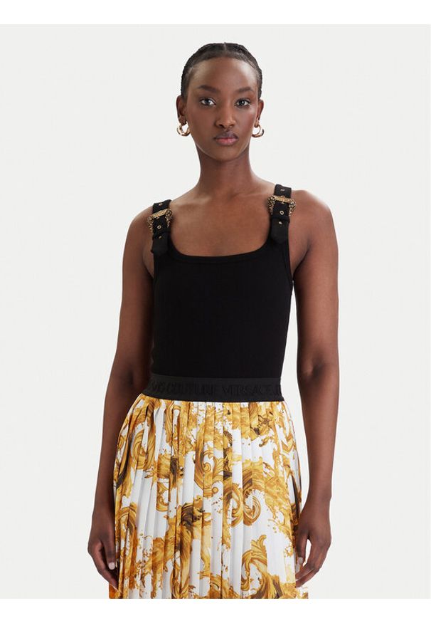 Versace Jeans Couture Top 80HAM619 J0198 Czarny Slim Fit. Kolor: czarny. Materiał: bawełna