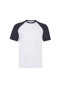 FRUIT OF THE LOOM - Męska Koszulka Baseballowa Valueweight. Kolor: biały, wielokolorowy, niebieski