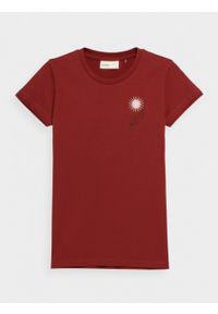 outhorn - T-shirt z nadrukiem damski - czerwony. Okazja: na co dzień. Kolor: czerwony. Materiał: bawełna, jersey. Wzór: nadruk. Styl: casual, klasyczny #10