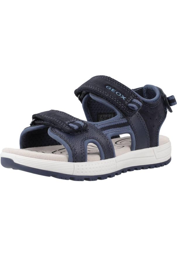 Geox - Sandały GEOX J SANDAL ALBEN BOY Niebieski. Kolor: niebieski. Materiał: tkanina, skóra