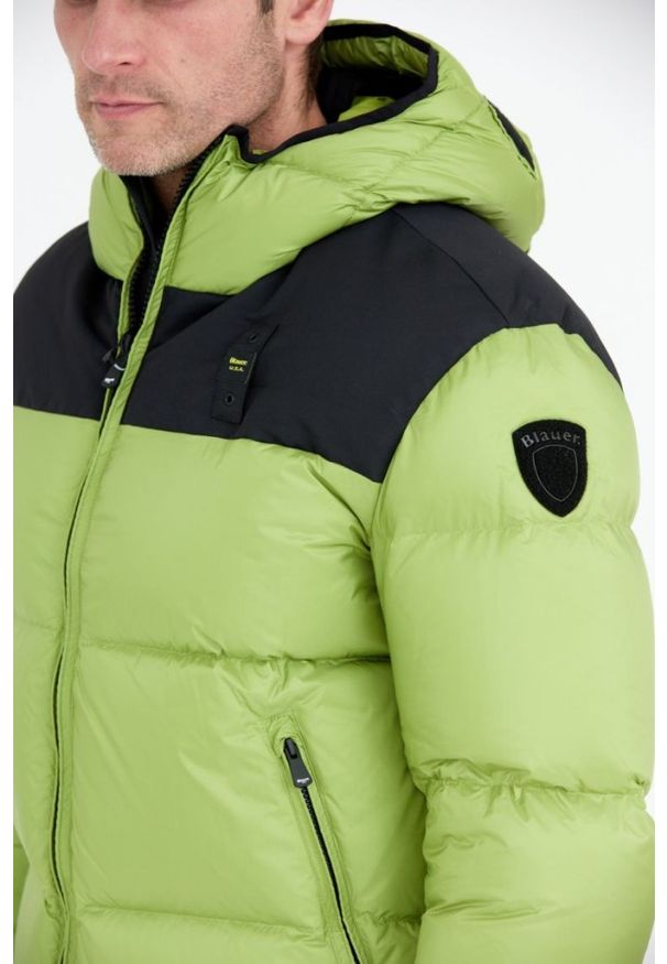 Blauer USA - BLAUER Jasnozielona kurtka męska Cooper z logo na kapturze, Rozmiar XXL. Kolor: zielony