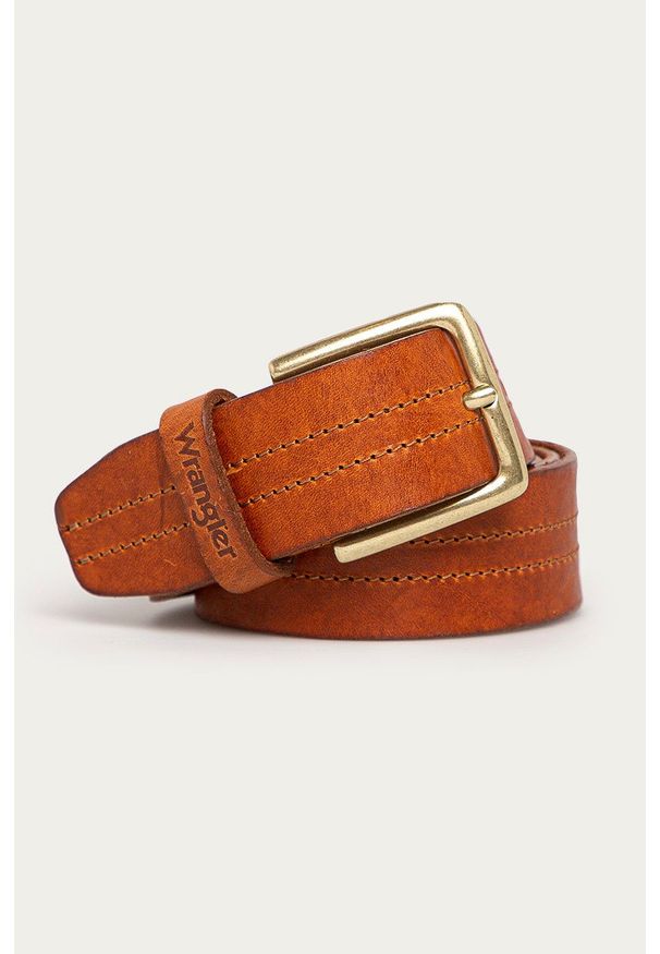 Wrangler - Pasek skórzany. Kolor: brązowy. Materiał: skóra
