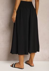 Renee - Czarne Spodnie Szerokie Luźne High Waist Inestria. Stan: podwyższony. Kolor: czarny. Materiał: tkanina. Sezon: lato