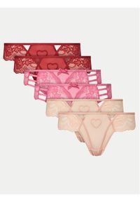 Hunkemöller Komplet 6 par fig brazylijskich 207186 Czerwony. Kolor: czerwony. Materiał: syntetyk