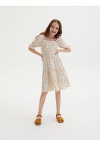 Reserved - Sukienka we wzór - złamana biel. Materiał: dzianina #1