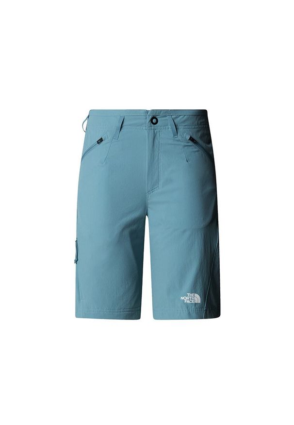 Spodenki damskie The North Face Speedlight 0A826C4261 - niebieskie. Kolor: niebieski. Materiał: elastan, softshell, materiał, nylon. Wzór: aplikacja. Sport: wspinaczka