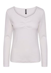 Pieces Bluzka 17135564 Biały Slim Fit. Kolor: biały. Materiał: bawełna #4