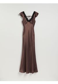 Reserved - Sukienka z wiskozy - brązowy. Kolor: brązowy. Materiał: wiskoza