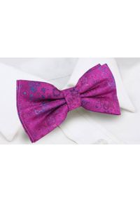 Mucha Męska w Zestawie z Poszetką - Alties - Magenta, Drobny Wzór. Kolor: różowy. Styl: elegancki, sportowy #4
