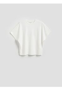 Reserved - T-shirt oversize z Modalem - biały. Kolor: biały. Materiał: dzianina