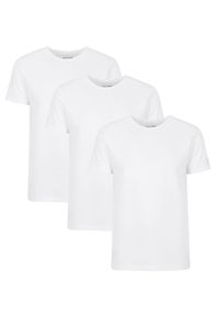 Ochnik - Trójpak białych T-shirtów męskich basic. Kolor: biały. Materiał: bawełna. Długość rękawa: krótki rękaw. Długość: krótkie. Styl: klasyczny