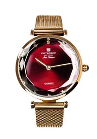 Klasyczny zegarek damski Peterson PTN-D-55888 czerwony. Kolor: czerwony. Styl: klasyczny